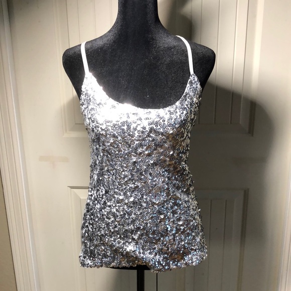 Tops - Silver sequin top